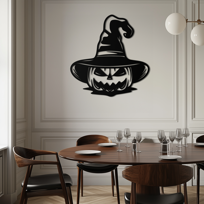 Witch Hat Pumpkin Metal Wall Art - Spooky Halloween Decor- KAF281 - Tampa Home & Garden Store