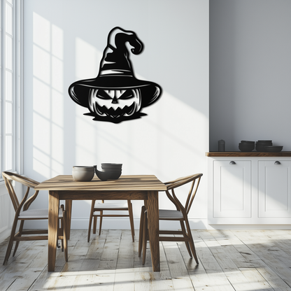 Witch Hat Pumpkin Metal Wall Art - Spooky Halloween Decor- KAF281 - Tampa Home & Garden Store