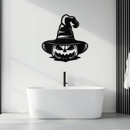 Witch Hat Pumpkin Metal Wall Art - Spooky Halloween Decor- KAF281 - Tampa Home & Garden Store