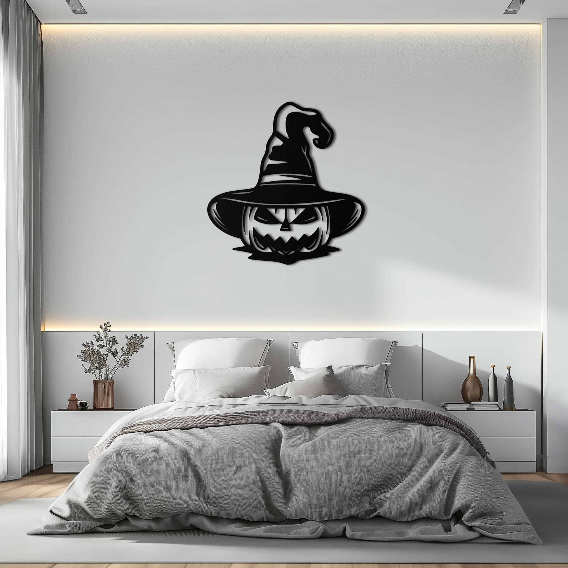 Witch Hat Pumpkin Metal Wall Art - Spooky Halloween Decor- KAF281 - Tampa Home & Garden Store
