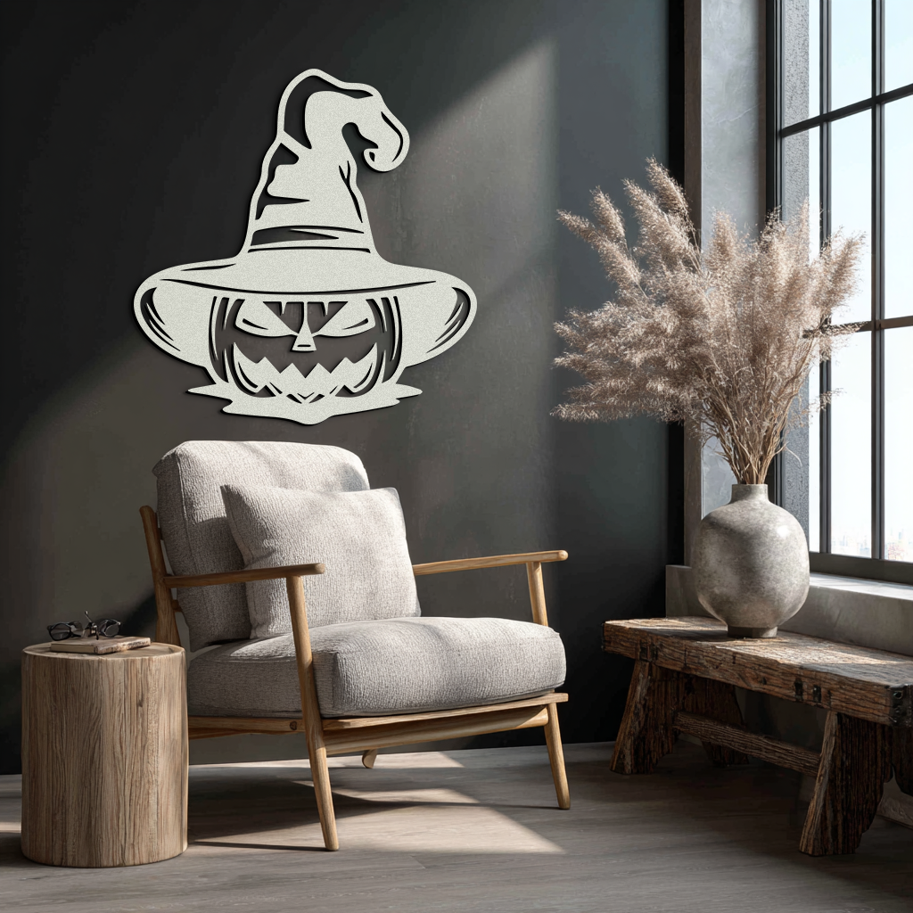 Witch Hat Pumpkin Metal Wall Art - Spooky Halloween Decor- KAF281 - Tampa Home & Garden Store