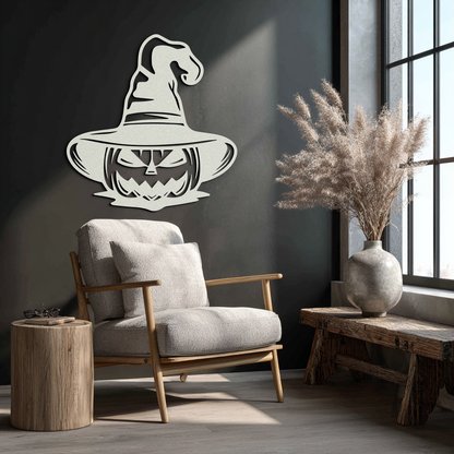 Witch Hat Pumpkin Metal Wall Art - Spooky Halloween Decor- KAF281 - Tampa Home & Garden Store