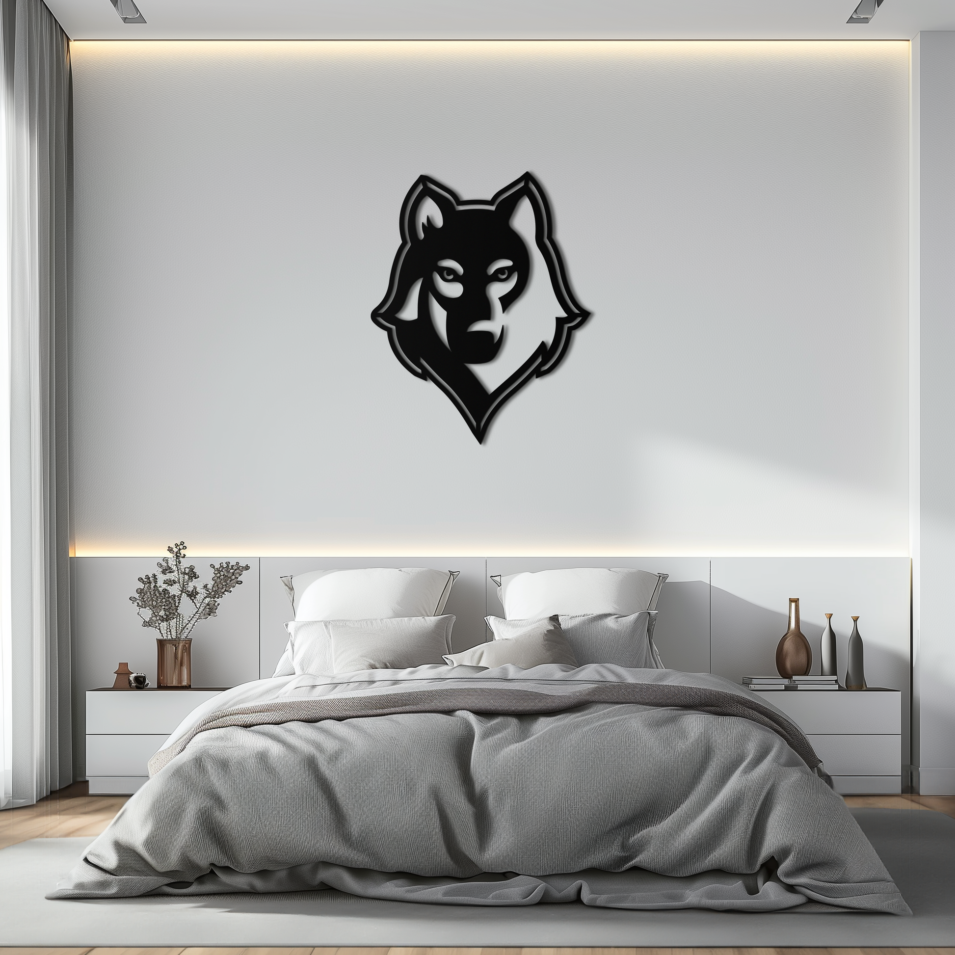 Wolf Metal Wall Art - Geometric Wolf Head Wall Decor- KAF178 - Tampa Home & Garden Store