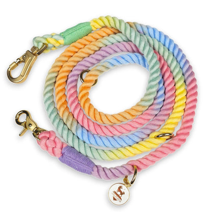 Hands-Free Rope Leash multicolor braided rope with gold hardware by WOLFDOGE on Tampa Home & Garden Store