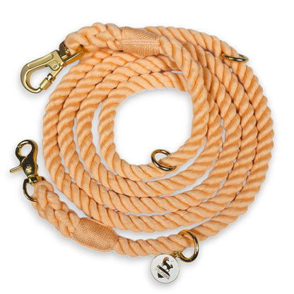 Hands-Free Rope Leash peach braided rope with gold hardware by WOLFDOGE on Tampa Home & Garden Store