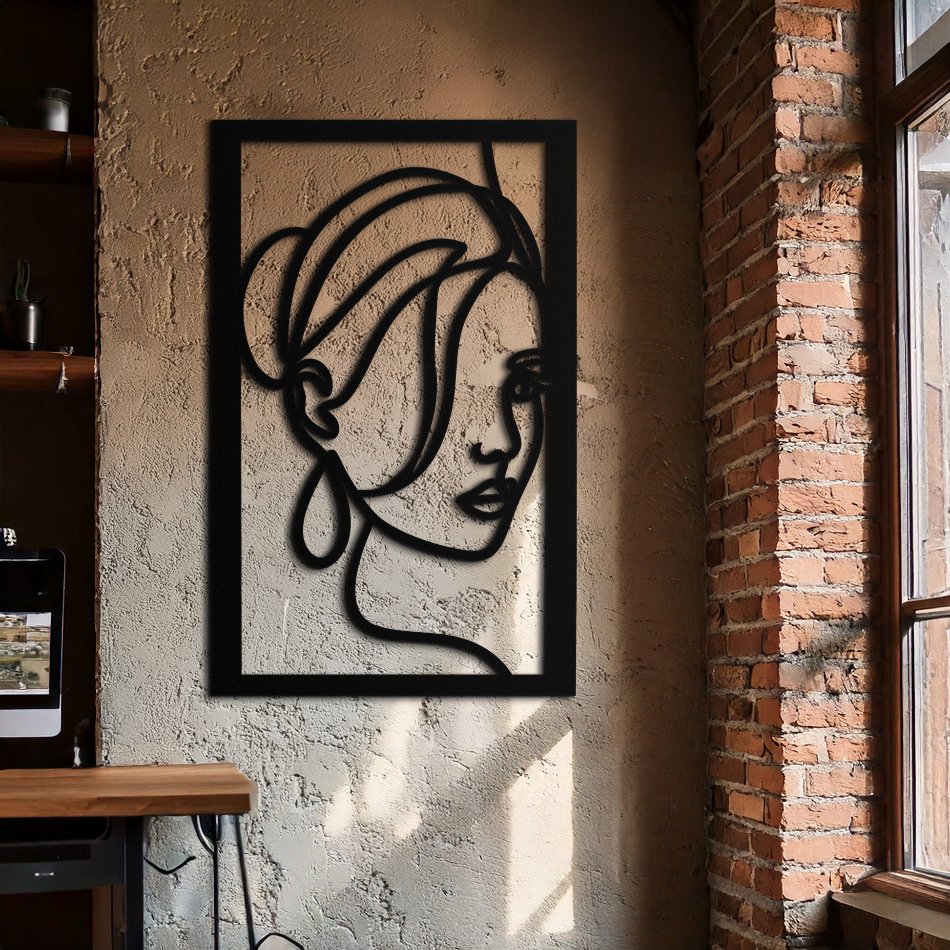 Woman Portrait Line Art Metal Wall Decor – Minimalist Modern Face Silhouette- KAF649 - Tampa Home & Garden Store