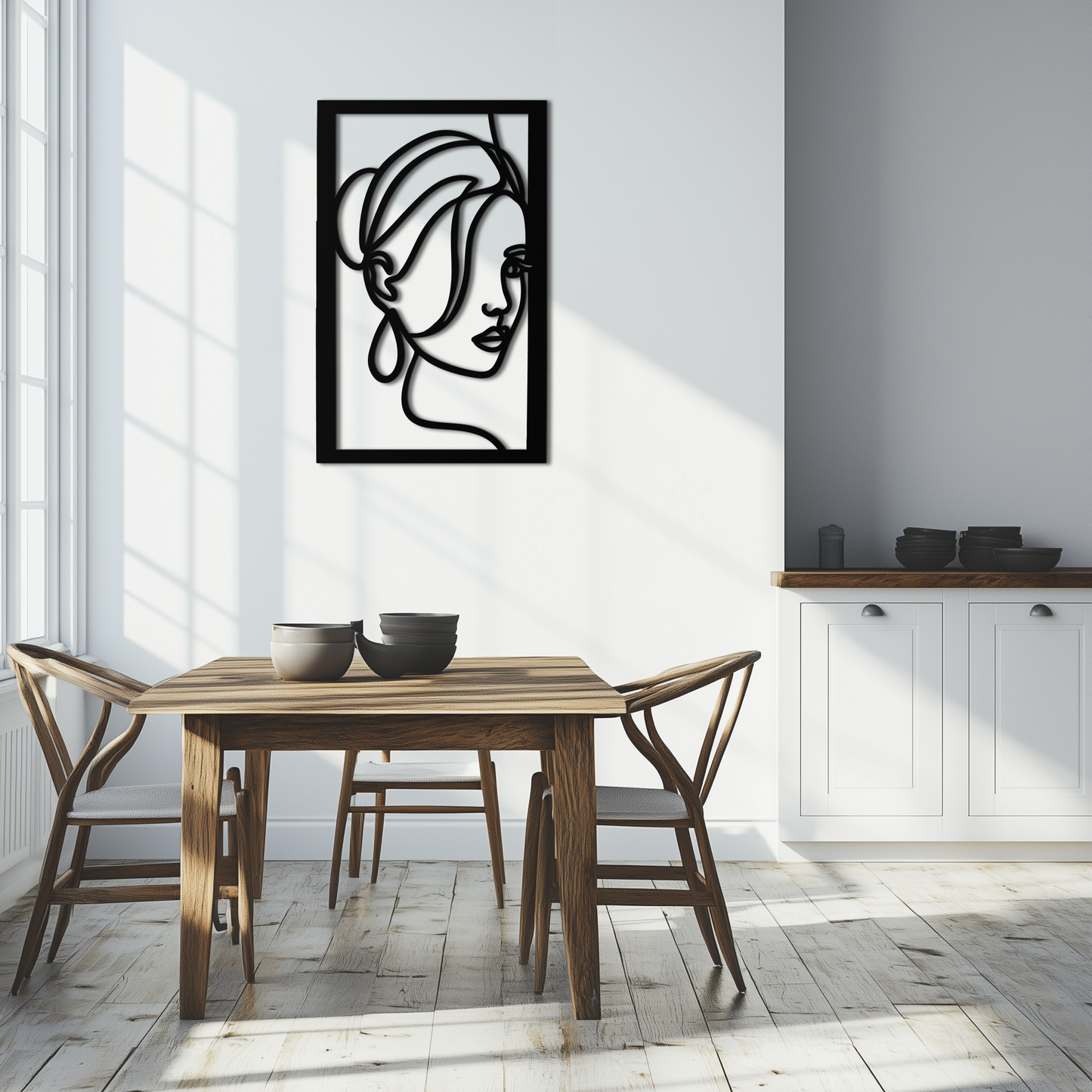 Woman Portrait Line Art Metal Wall Decor – Minimalist Modern Face Silhouette- KAF649 - Tampa Home & Garden Store