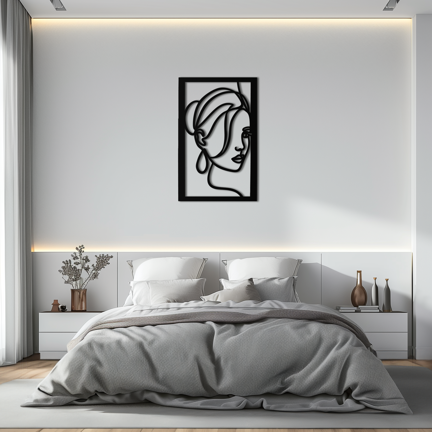 Woman Portrait Line Art Metal Wall Decor – Minimalist Modern Face Silhouette- KAF649 - Tampa Home & Garden Store