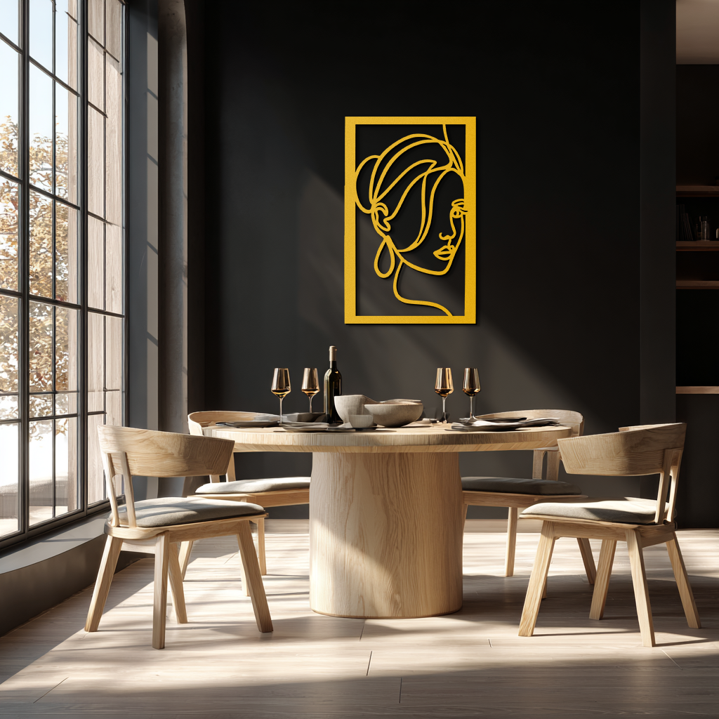 Woman Portrait Line Art Metal Wall Decor – Minimalist Modern Face Silhouette- KAF649 - Tampa Home & Garden Store