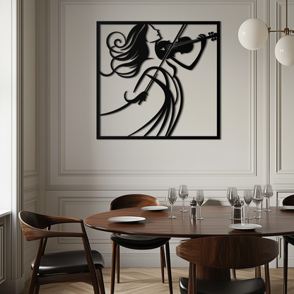 Woman Violinist Metal Wall Art – Modern Musician Silhouette Decor for Music Lovers- KAF391 - Tampa Home & Garden Store