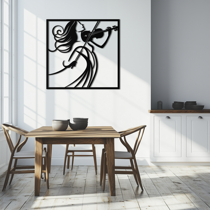 Woman Violinist Metal Wall Art – Modern Musician Silhouette Decor for Music Lovers- KAF391 - Tampa Home & Garden Store