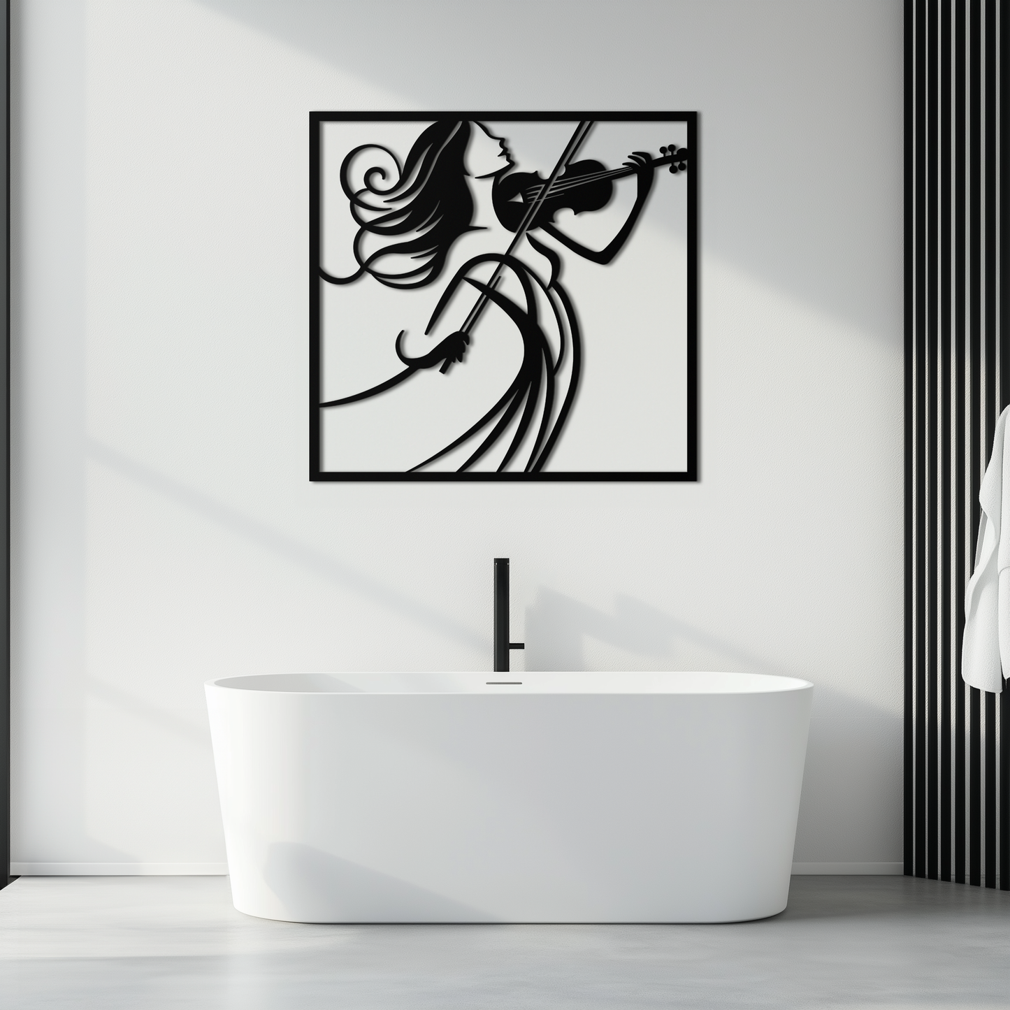 Woman Violinist Metal Wall Art – Modern Musician Silhouette Decor for Music Lovers- KAF391 - Tampa Home & Garden Store