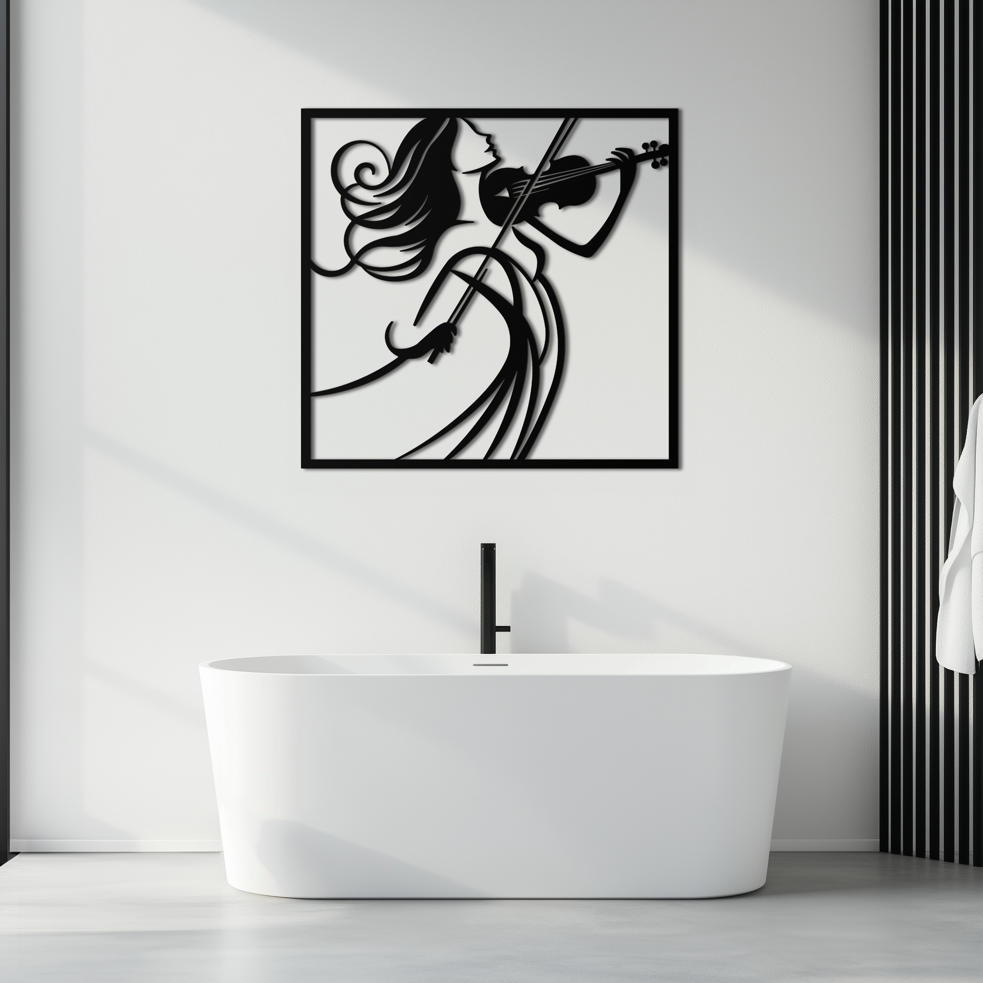 Woman Violinist Metal Wall Art – Modern Musician Silhouette Decor for Music Lovers- KAF391 - Tampa Home & Garden Store