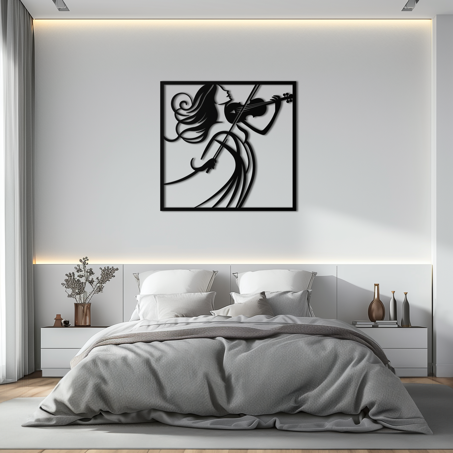 Woman Violinist Metal Wall Art – Modern Musician Silhouette Decor for Music Lovers- KAF391 - Tampa Home & Garden Store