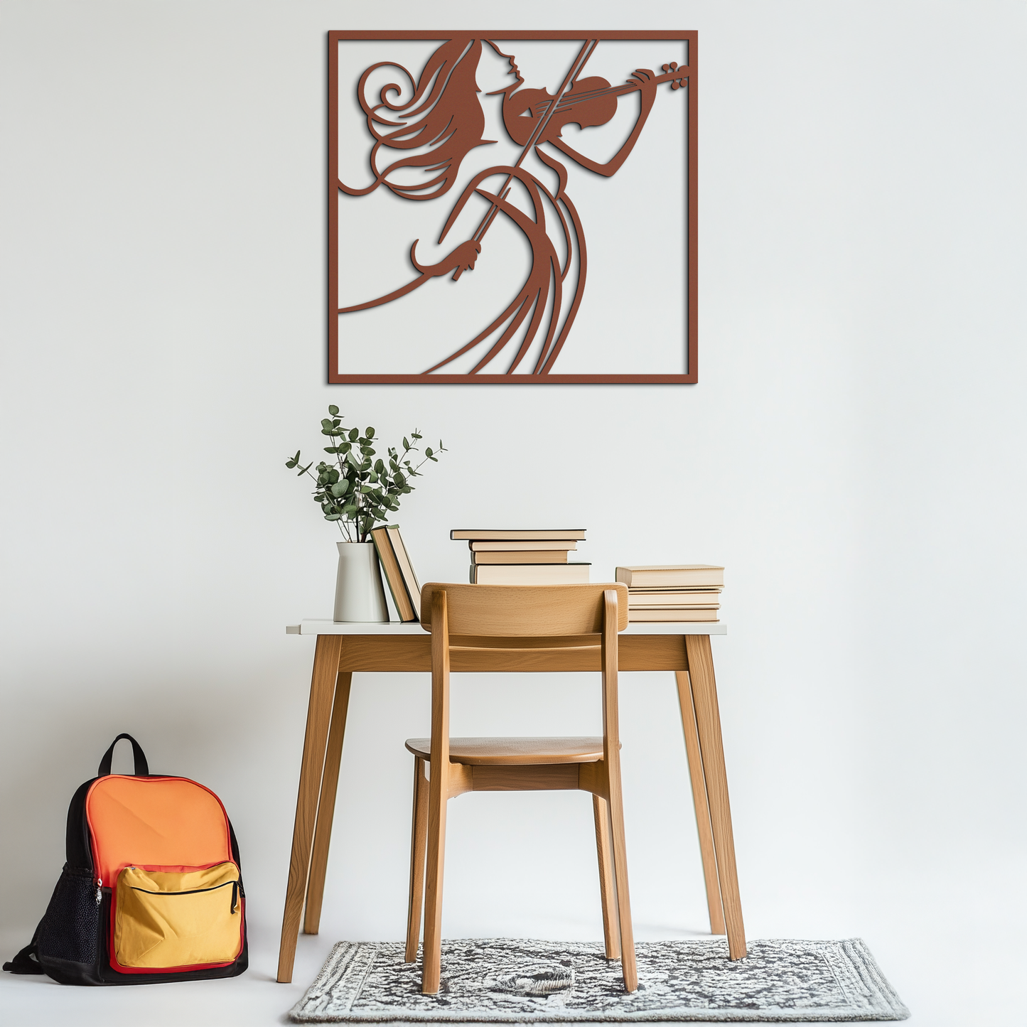 Woman Violinist Metal Wall Art – Modern Musician Silhouette Decor for Music Lovers- KAF391 - Tampa Home & Garden Store