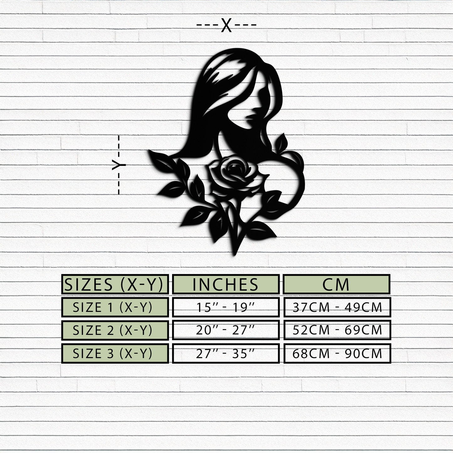 Woman and Rose Silhouette Metal Wall Art – Floral Line Art Metal Decor- KAF633 - Tampa Home & Garden Store