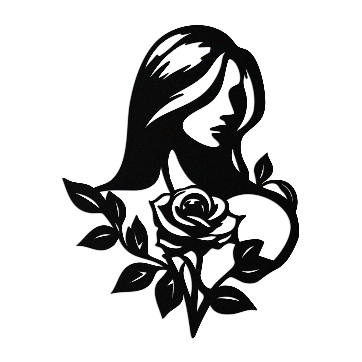 Woman and Rose Silhouette Metal Wall Art – Floral Line Art Metal Decor- KAF633 - Tampa Home & Garden Store