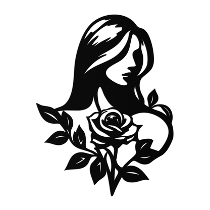 Woman and Rose Silhouette Metal Wall Art – Floral Line Art Metal Decor- KAF633 - Tampa Home & Garden Store