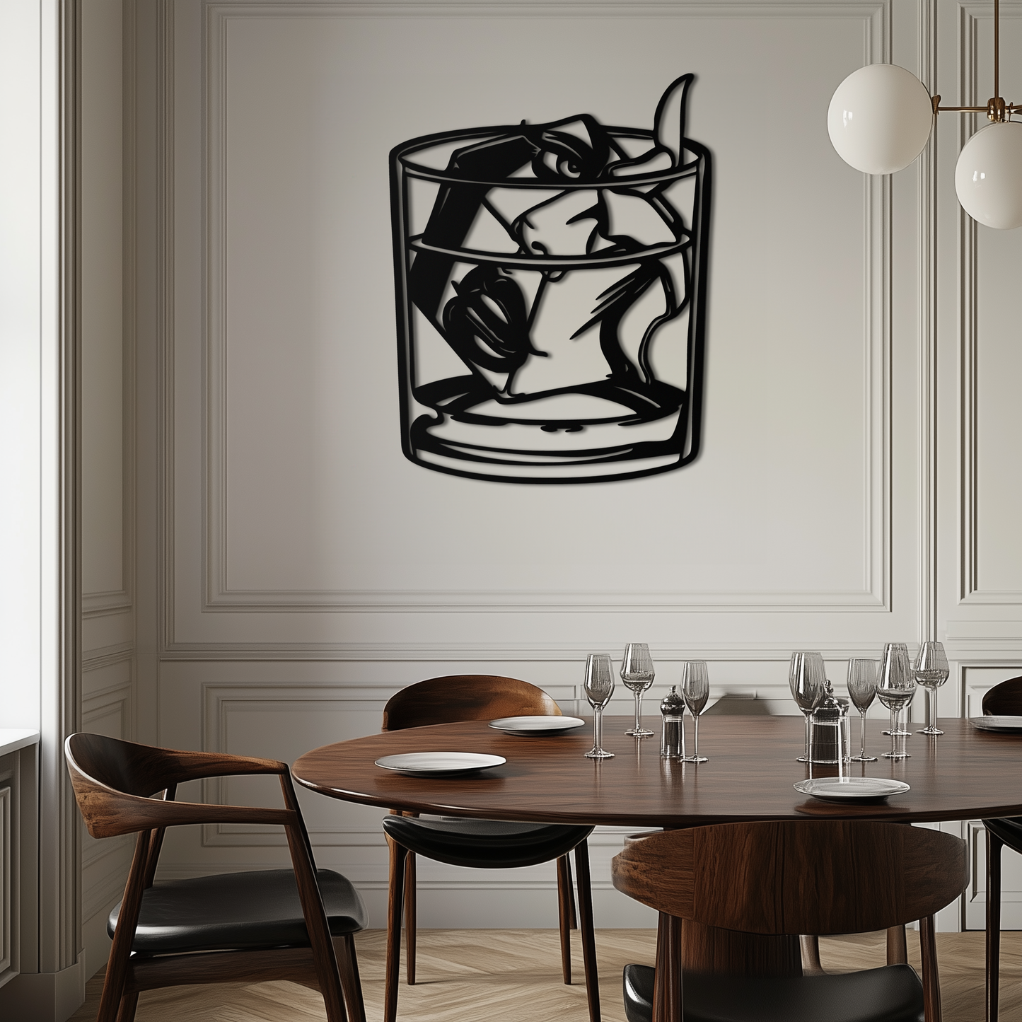 Woman in Whiskey Glass Metal Wall Art – Ice Cube Design Bar Decor for Modern Interiors- KAF578 - Tampa Home & Garden Store