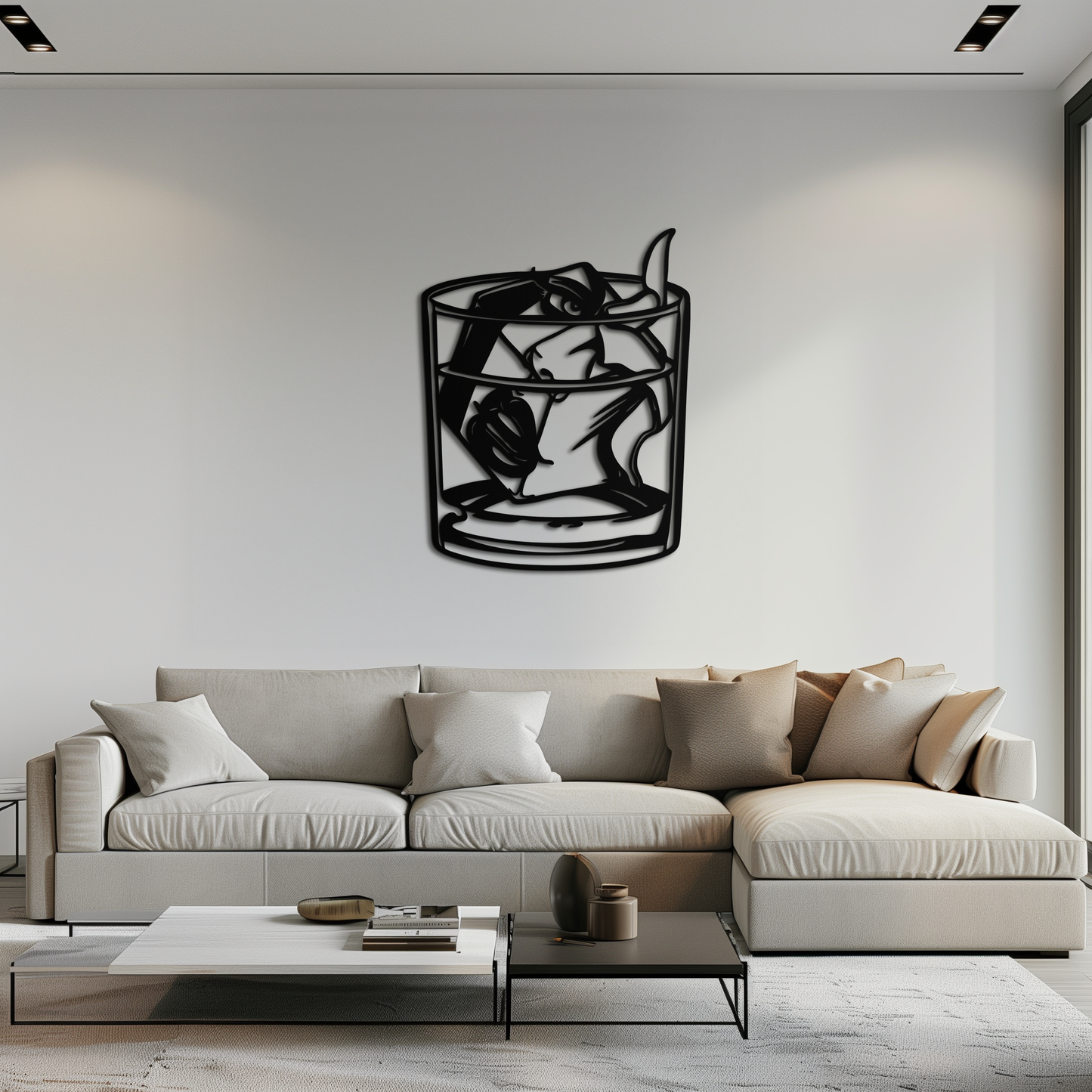 Woman in Whiskey Glass Metal Wall Art – Ice Cube Design Bar Decor for Modern Interiors- KAF578 - Tampa Home & Garden Store