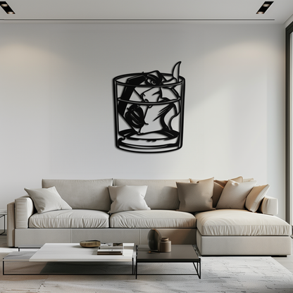 Woman in Whiskey Glass Metal Wall Art – Ice Cube Design Bar Decor for Modern Interiors- KAF578 - Tampa Home & Garden Store