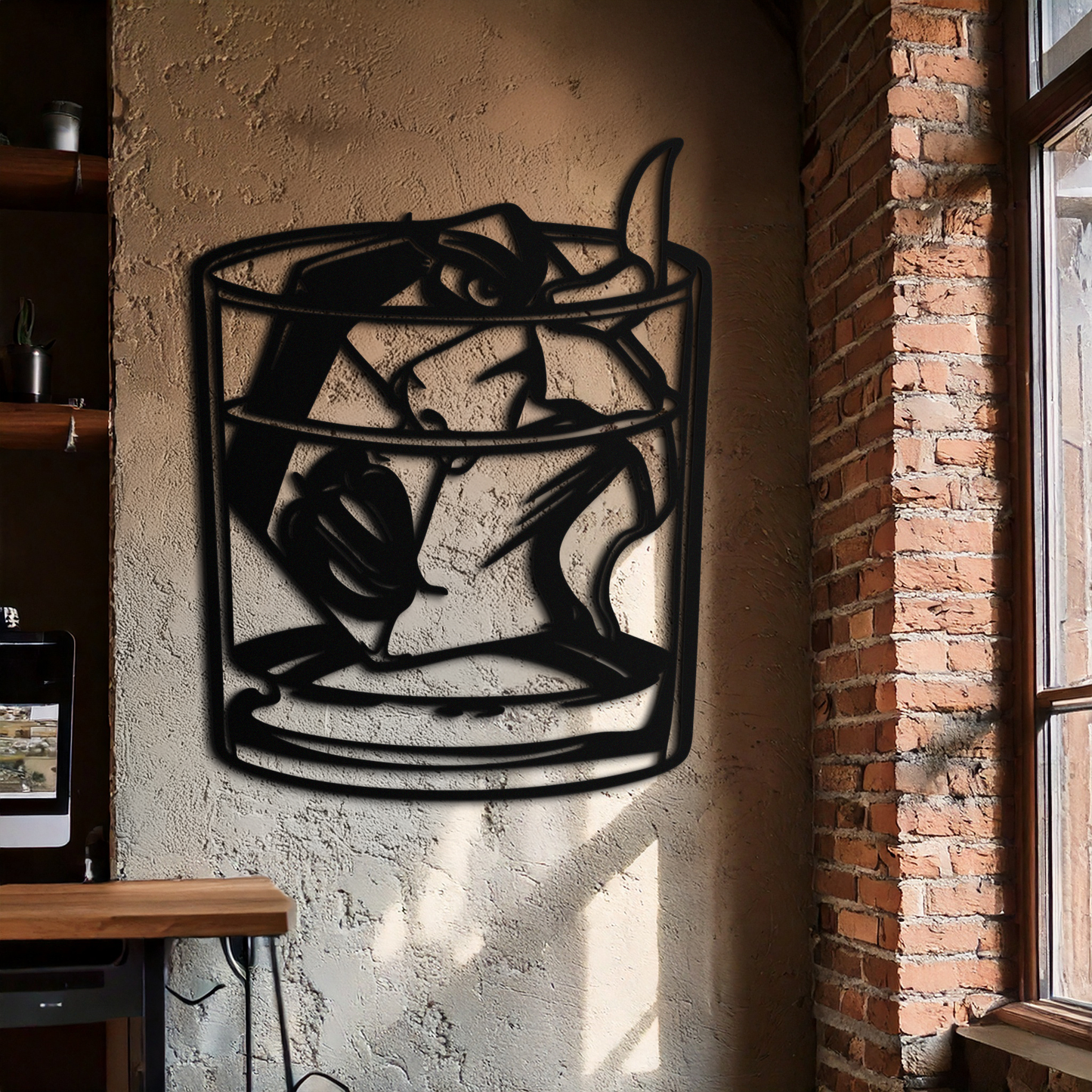 Woman in Whiskey Glass Metal Wall Art – Ice Cube Design Bar Decor for Modern Interiors- KAF578 - Tampa Home & Garden Store