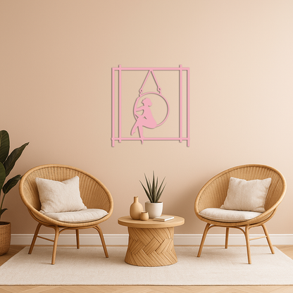 Woman on Hanging Ring Silhouette Modern Home Décor - Pink Metal Wall Art - KAFGP158 - Tampa Home & Garden Store
