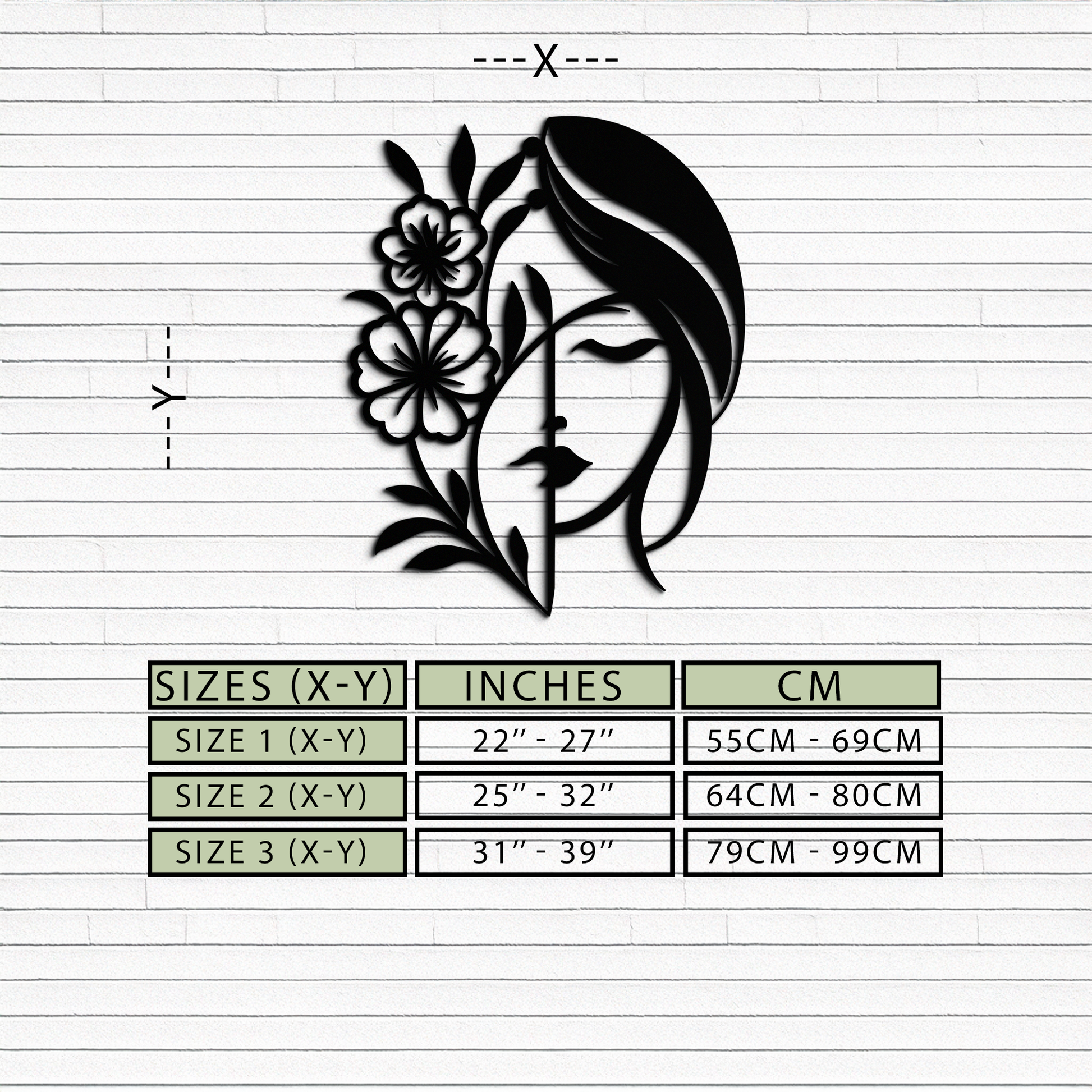Woman with Flower Metal Wall Art – Elegant Female Silhouette Steel Decor- KAF385 - Tampa Home & Garden Store