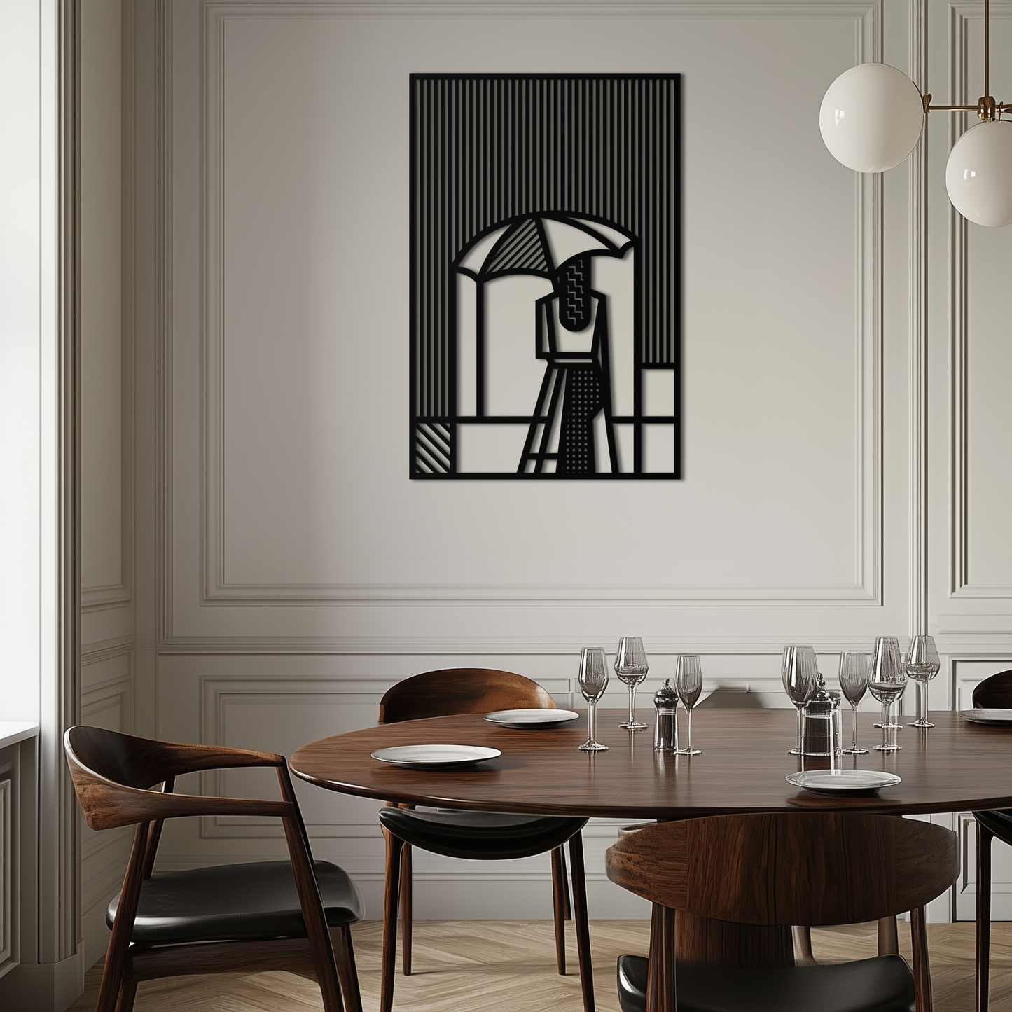 Woman with Umbrella Abstract Metal Wall Art – Modern Rainy Day Silhouette Steel Decor- KAF354 - Tampa Home & Garden Store