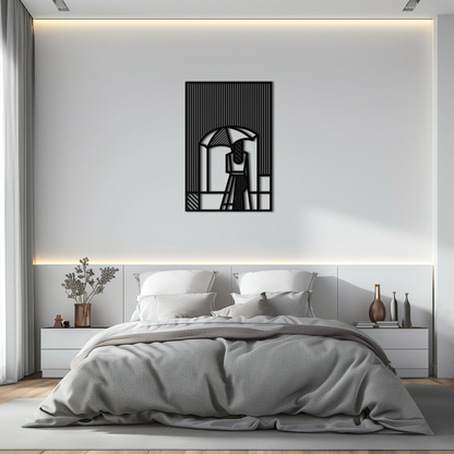 Woman with Umbrella Abstract Metal Wall Art – Modern Rainy Day Silhouette Steel Decor- KAF354 - Tampa Home & Garden Store