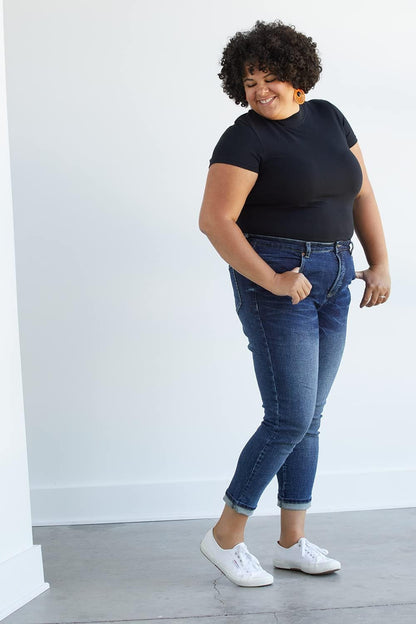 Women’s Organic Pima Cotton Short Sleeve Slim Fit Mock Neck Top - Tampa Home & Garden Store