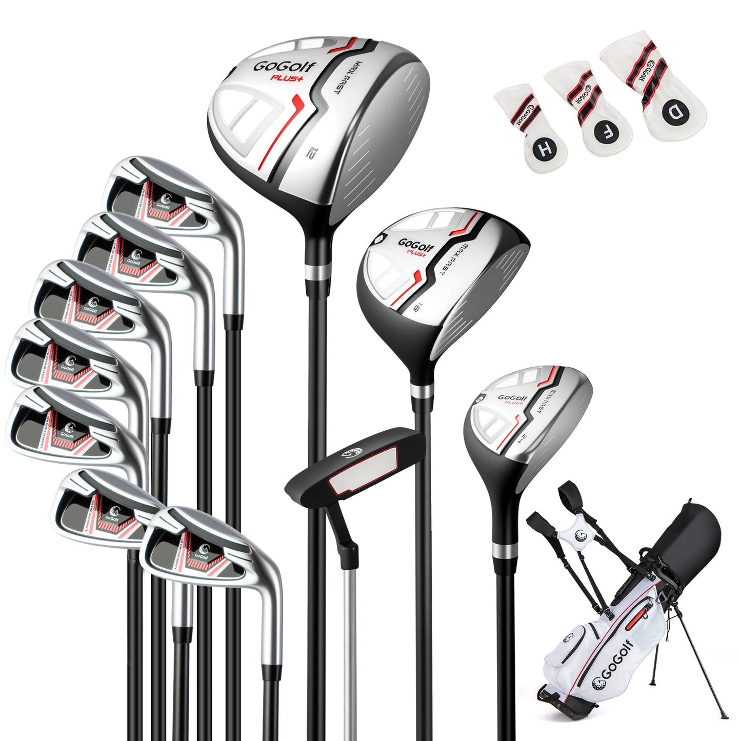 Women's Complete Golf Clubs and Bag Set with Headcovers and Putter-Red