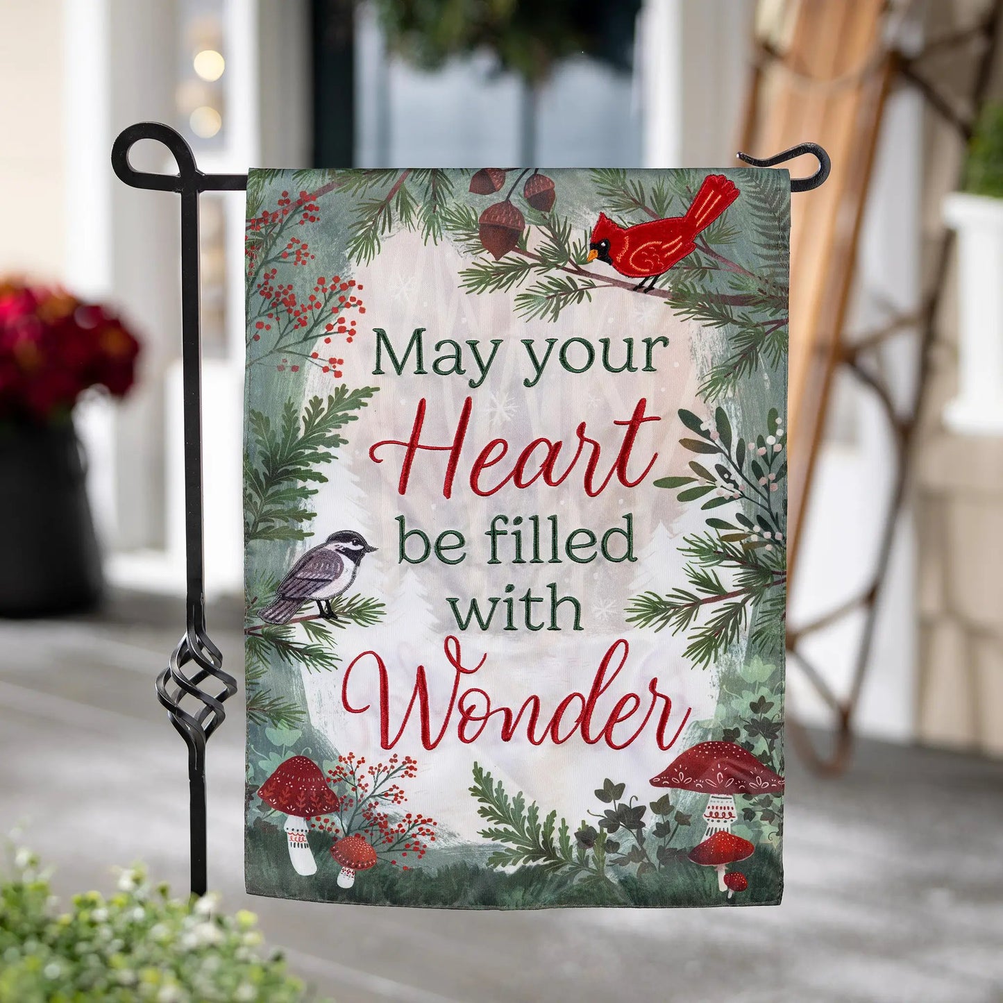 Wondering Heart Applique Garden Flag - Tampa Home & Garden Store