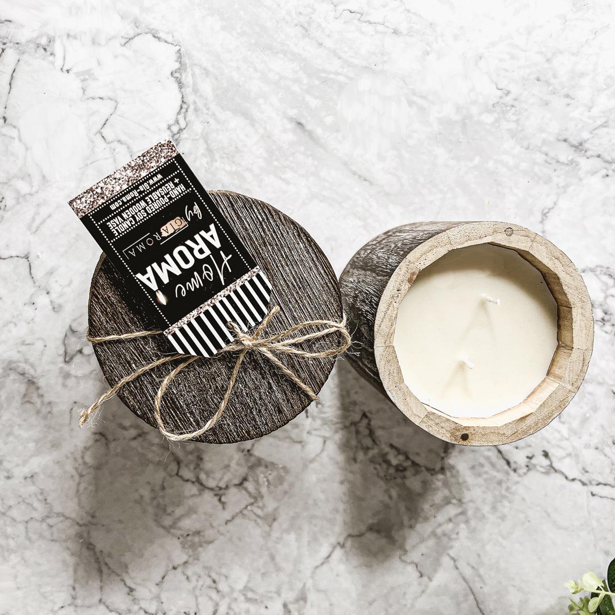 Wood Candle Vase - Tampa Home & Garden Store