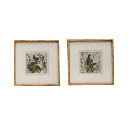 Wood Framed Wall Decor with Bird, Set of 2 - Tampa Home & Garden Store
