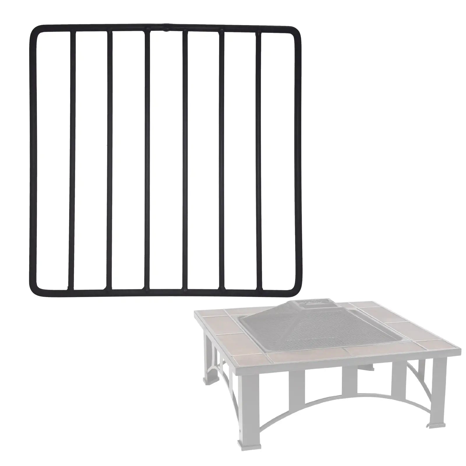 Wood grate for Tuscan Tile Square Fire Pit; black steel grid, 2-piece set on Tampa Home & Garden Store