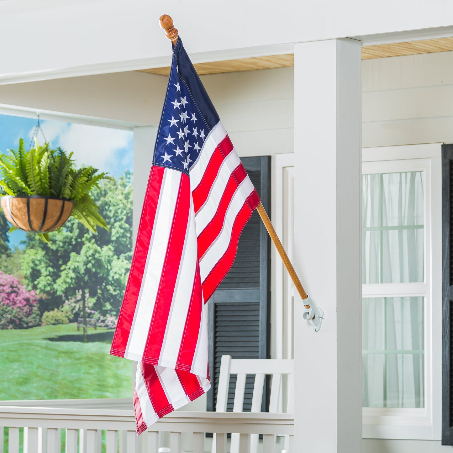 Wood House Flag Pole with Ring - Tampa Home & Garden Store