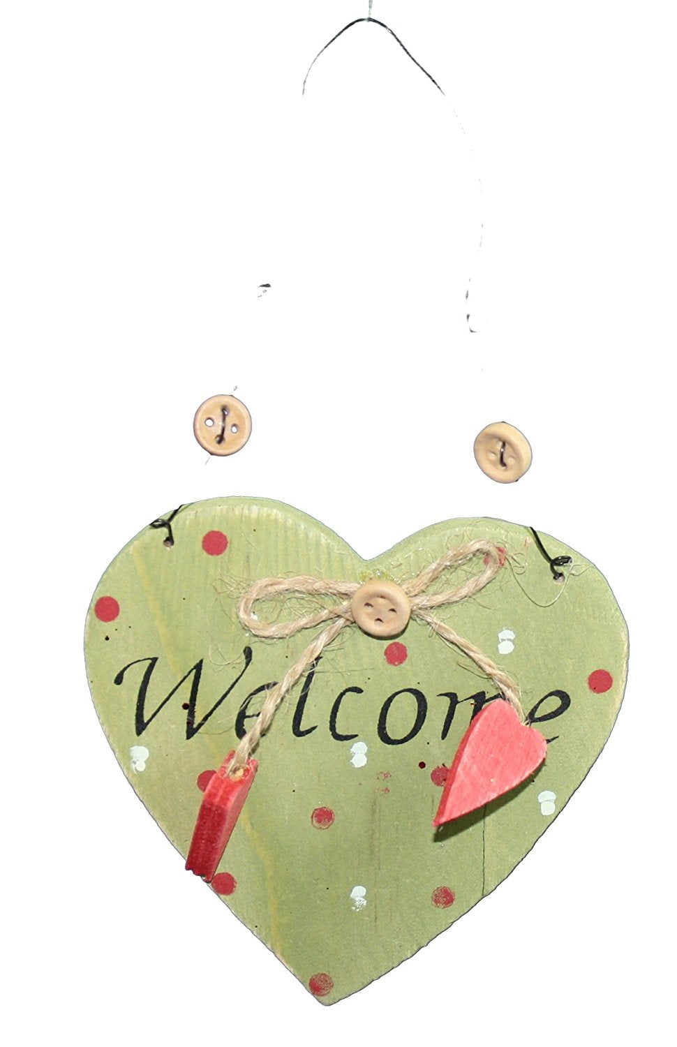 Wood Welcome Cone Heart Ornament - Green - Tampa Home & Garden Store