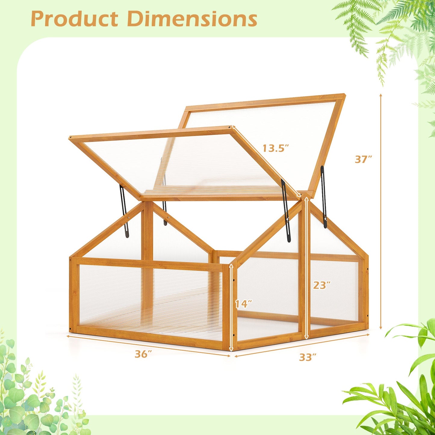 Wooden cold frame greenhouse raised orange frame transparent openable roof DirectDeals on Tampa Home & Garden Store