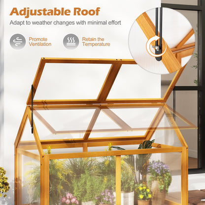 DirectDeals wood cold frame greenhouse with adjustable orange roof atop a raised planter on Tampa Home & Garden Store