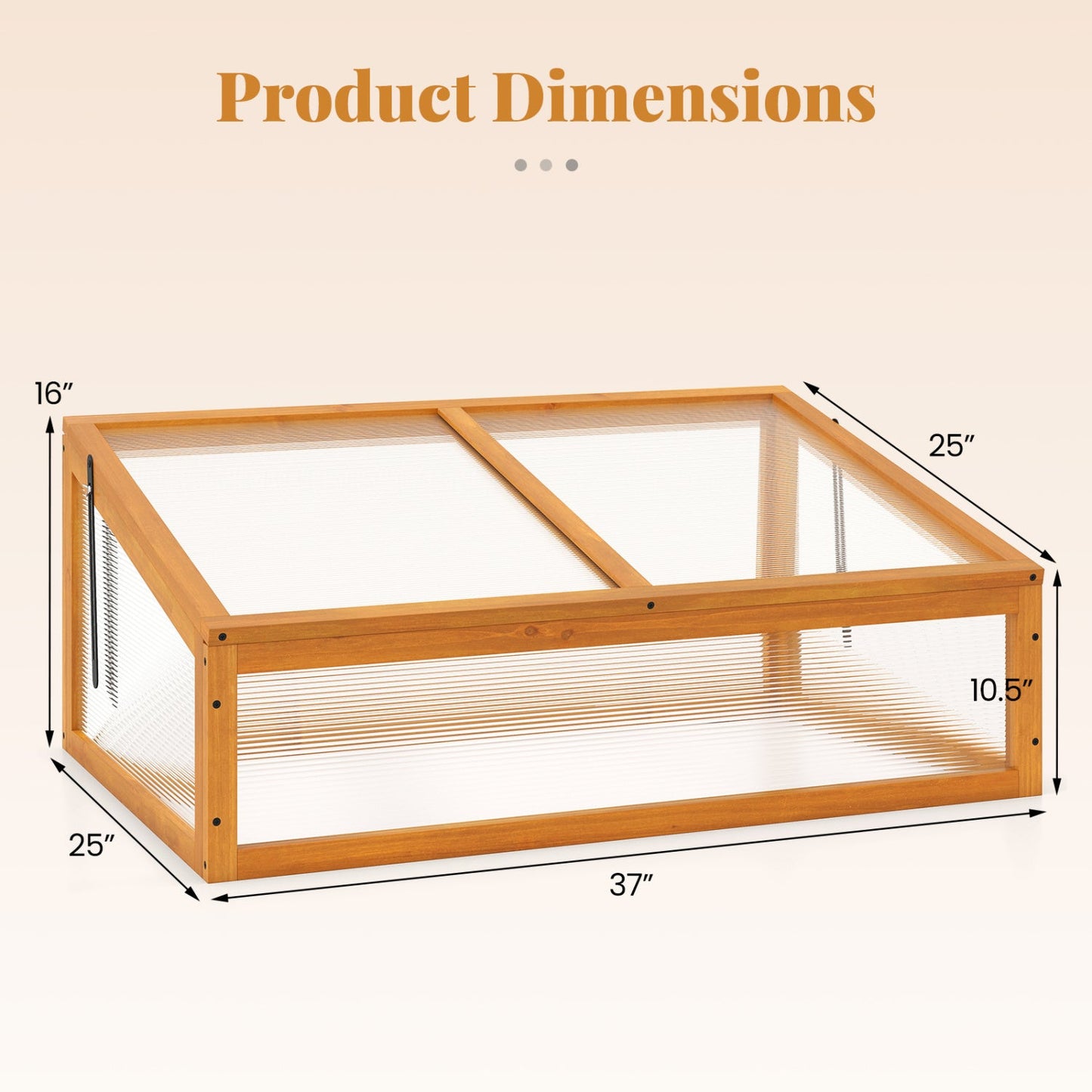 Wood cold frame greenhouse DirectDeals raised planter orange frame with clear roof on Tampa Home & Garden Store