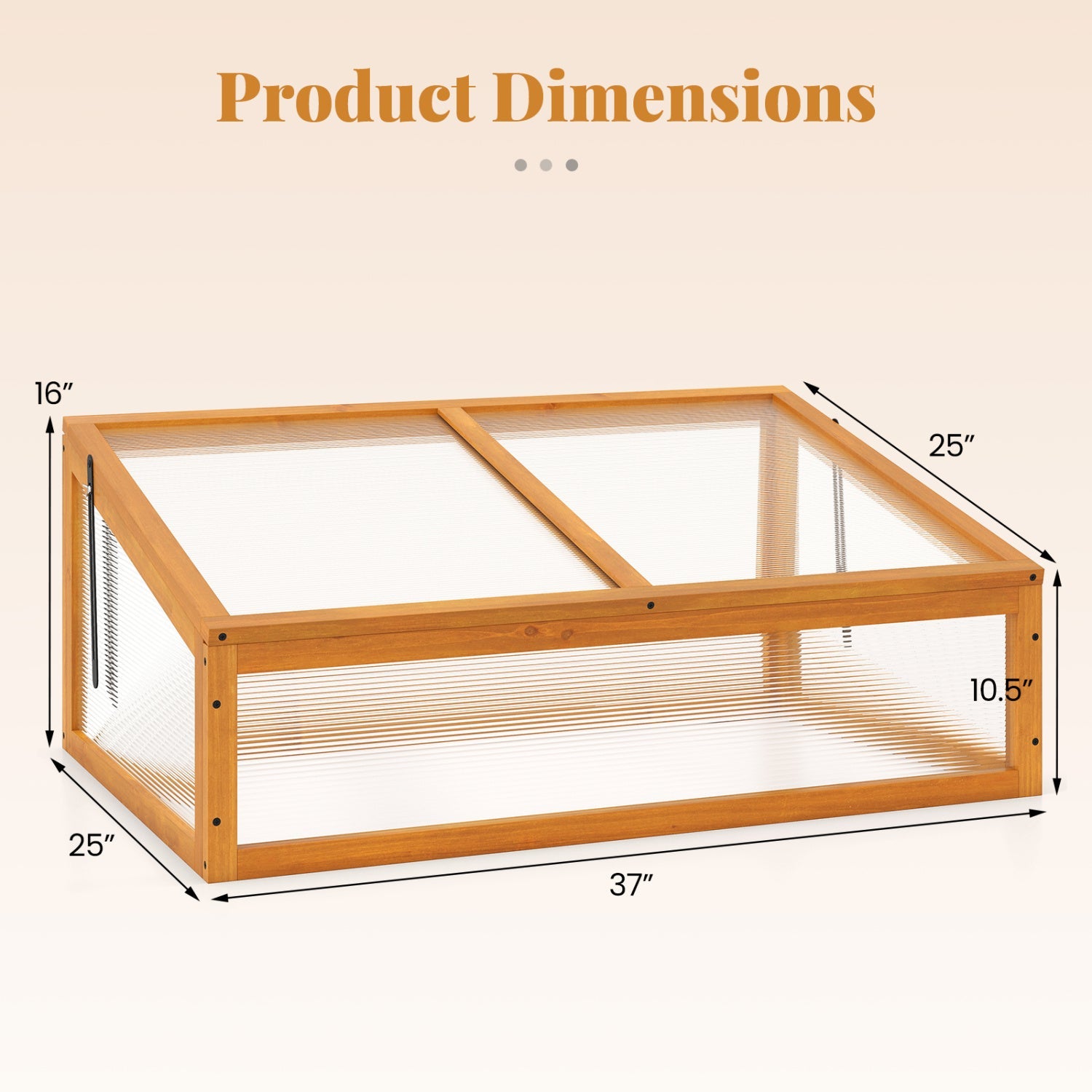 Wood cold frame greenhouse DirectDeals raised planter orange frame with clear roof on Tampa Home & Garden Store