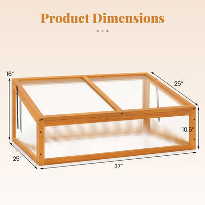Wood cold frame greenhouse DirectDeals raised planter orange frame with clear roof on Tampa Home & Garden Store