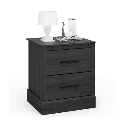 Mesita de noche compacta de madera con cajones de almacenamiento - Gris oscuro