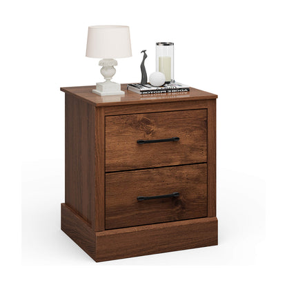 Mesita de noche compacta de madera con cajones de almacenamiento - Gris oscuro