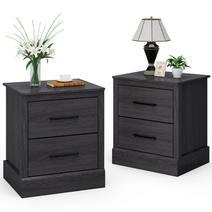 Mesita de noche compacta de madera con cajones de almacenamiento - Gris oscuro