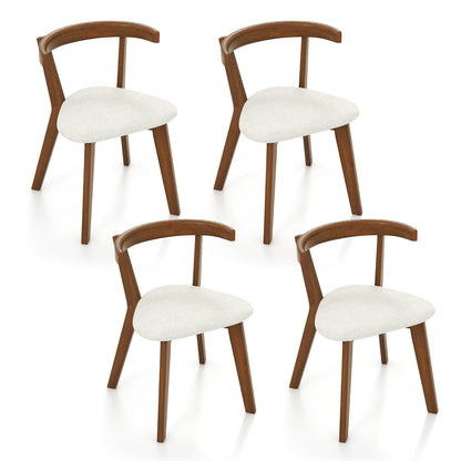 Juego de 2 sillas de comedor de madera con asiento acolchado y respaldo curvado - Nogal