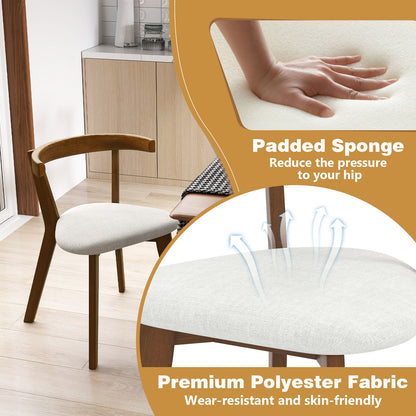 Juego de 2 sillas de comedor de madera con asiento acolchado y respaldo curvado - Nogal