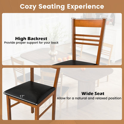 Wood Dining Chairs Set of 2 with Rubber Wood Frame