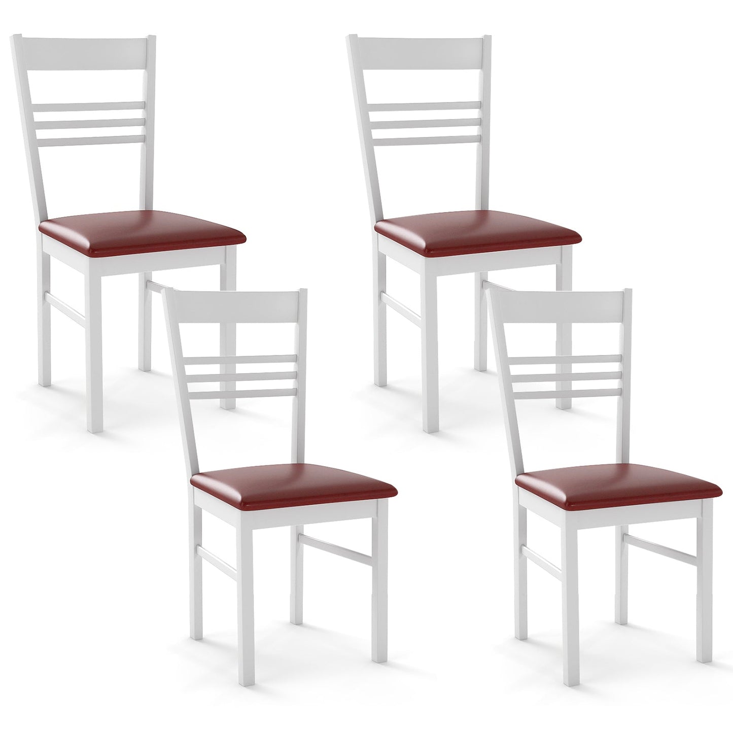 Wood Dining Chairs Set of 4 with Rubber Wood Frame
